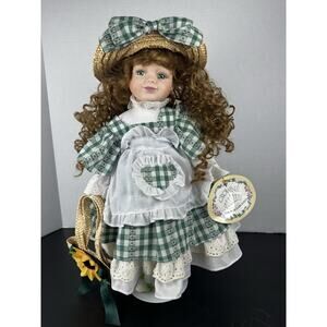 Crowne Porcelain Doll Sunflower Dress Doll Suzanne Vintage